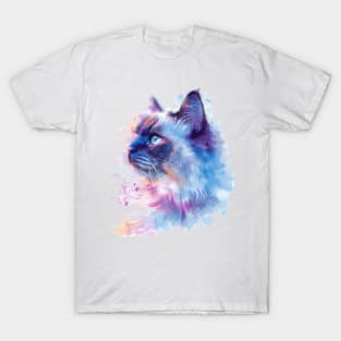 Ragdoll Cat Water Color Pop Art Design for Cat Lover T-Shirt